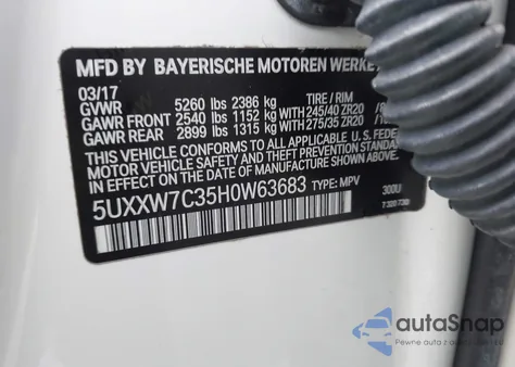 2017 BMW X4 M40I from USA, damaged, VIN 5UXXW7C35H0W63683